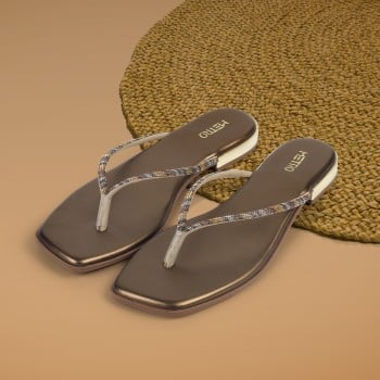 Metro Women Antic-gold Casual Slippers(SKU: 32-1221-28-36)