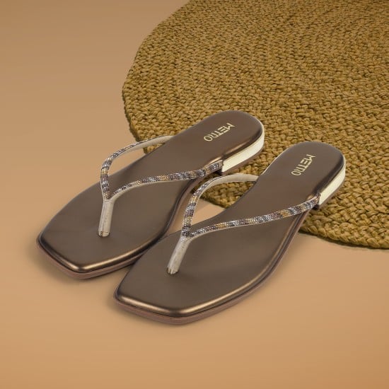 Women Antic-gold Casual Slippers