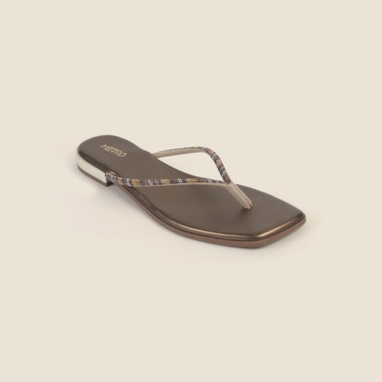 Women Antic-gold Casual Slippers