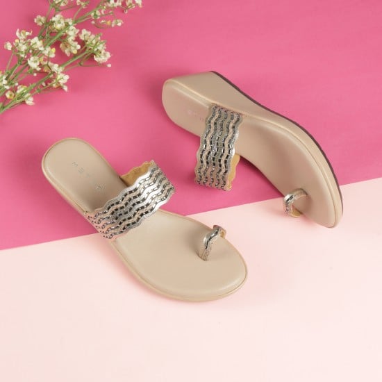 Women Peach Ethnic Slip Ons