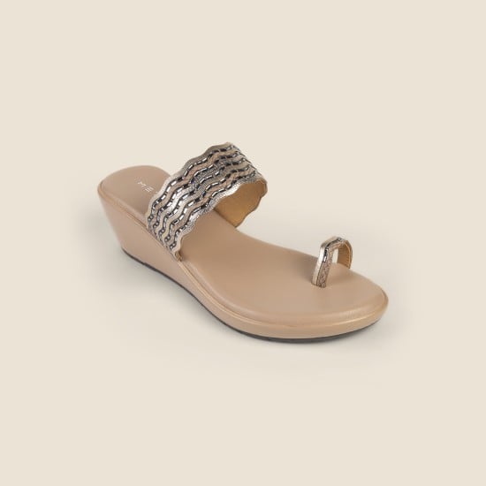 Women Peach Ethnic Slip Ons