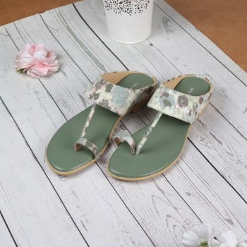 Walkway Women Green Ethnic Slip Ons(SKU: 32-1238-21-37)