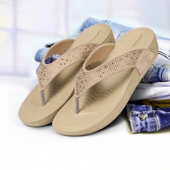 Walkway Women Beige Casual Slippers(SKU: 32-1258-20-39)
