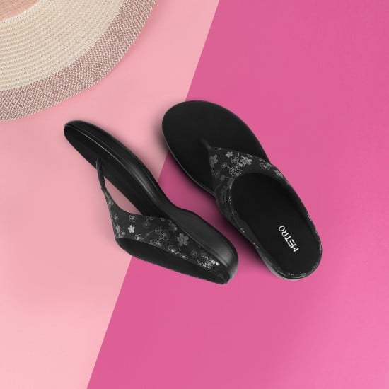 Women Black Casual Slippers