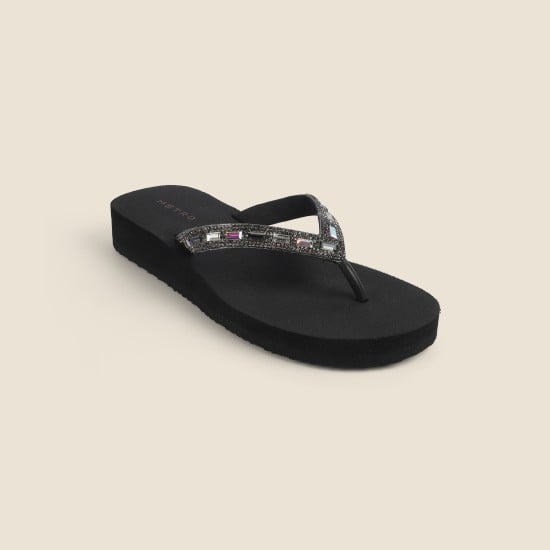 Women Gun-metal Casual Slippers