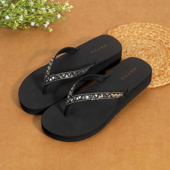 Women Black Casual Slippers