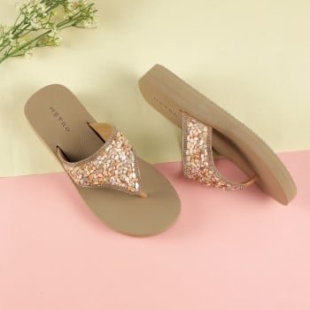 Metro Women Rose-gold Casual Slippers(SKU: 32-1348-52-36)