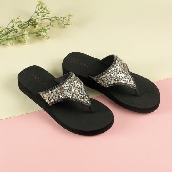 Women Gun-metal Casual Slippers