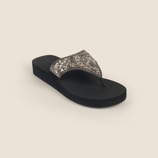 Women Gun-metal Casual Slippers
