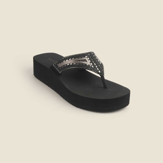 Women Black Casual Slippers