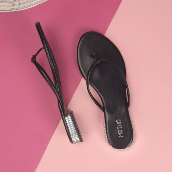 Women Black Casual Slippers