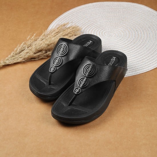 Women Black Casual Slippers