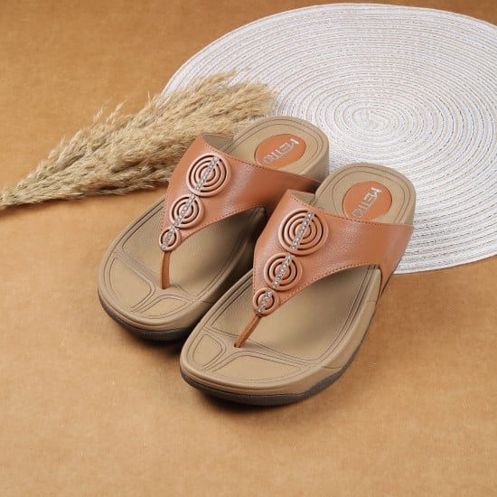 Women Tan Casual Slippers