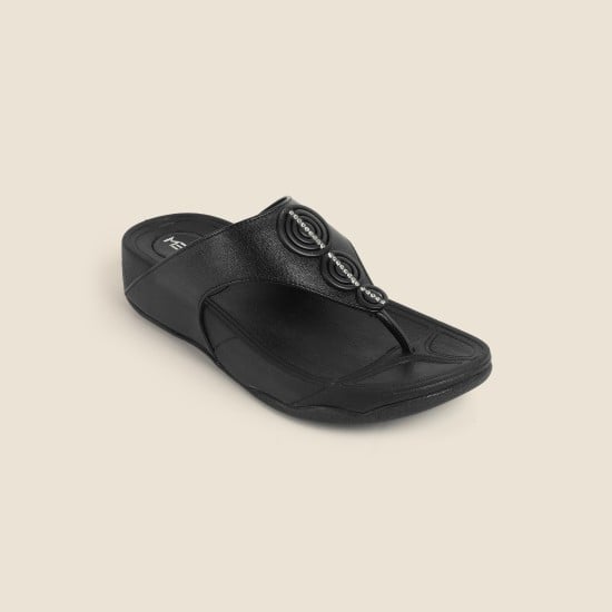 Women Black Casual Slippers