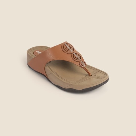 Women Tan Casual Slippers