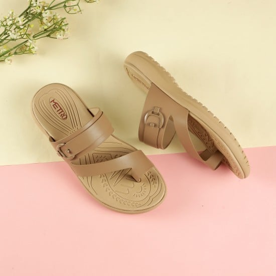 Women Beige-red Casual Slippers