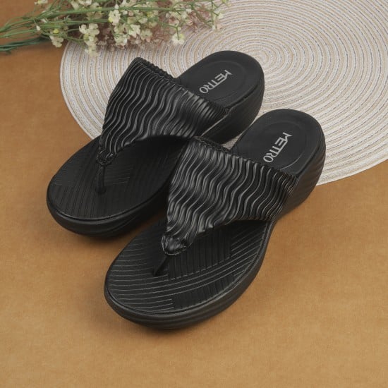 Women Black Casual Slippers