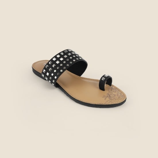 Women Black Ethnic Slippers