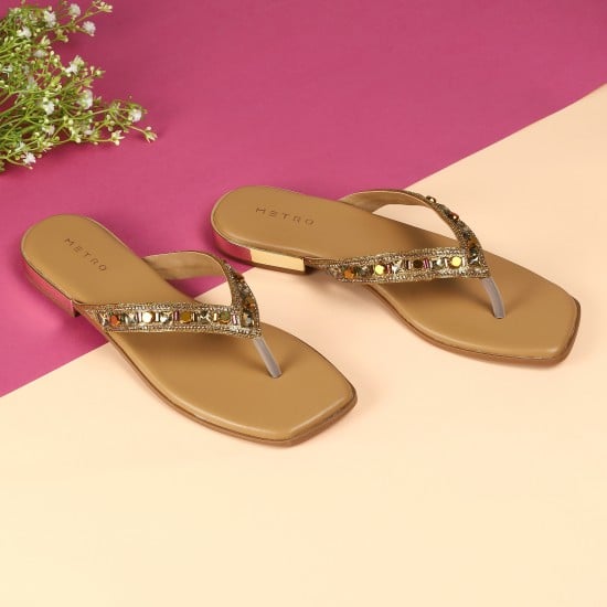 Women Antic-gold Ethnic Slippers
