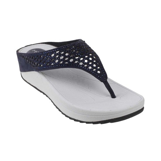 Women Blue-navy Casual Slippers