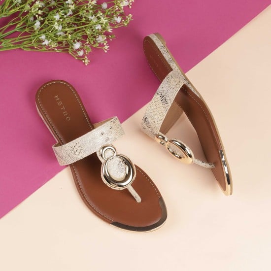 Women Gold Casual Slip Ons