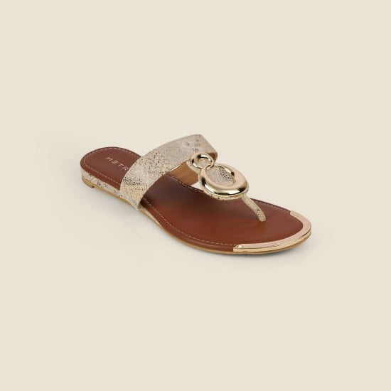 Women Gold Casual Slip Ons