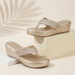 Women Gold Casual Slip Ons