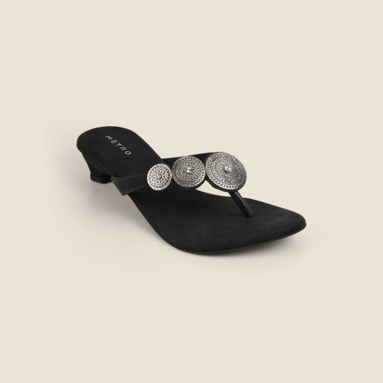 Women Black Ethnic Slippers