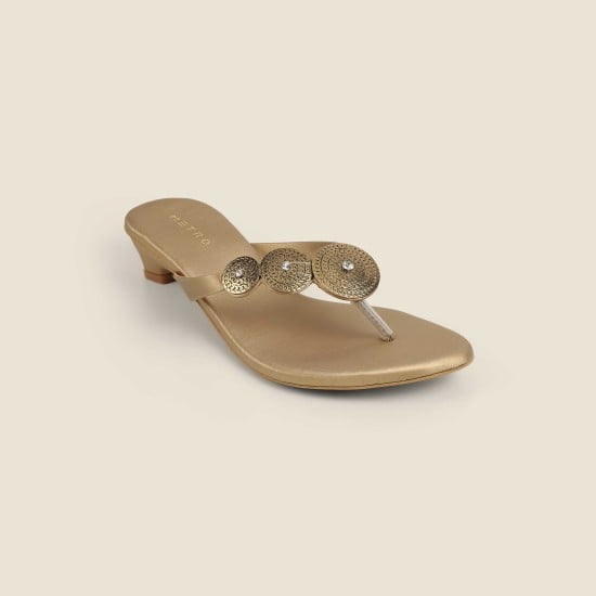 Women Antic-gold Ethnic Slippers