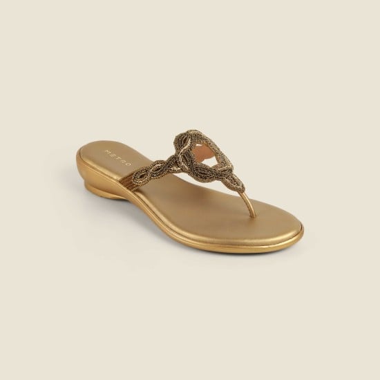 Women Antic-gold Casual Slippers