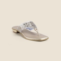 Women Gold Casual Slippers