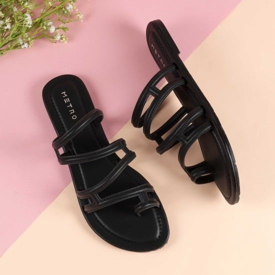 Women Black Casual Slippers