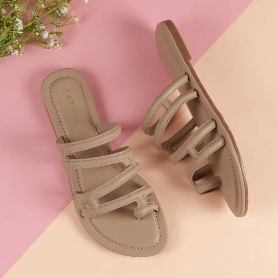 Women Beige Casual Slippers