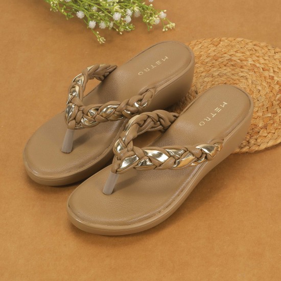 Women Beige Casual Slippers