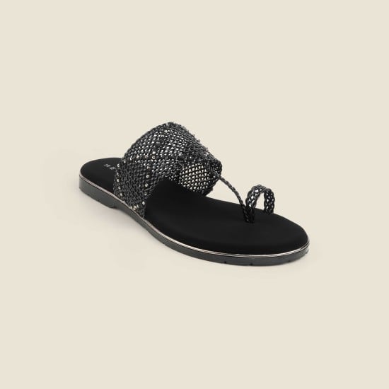 Women Black Ethnic Slippers