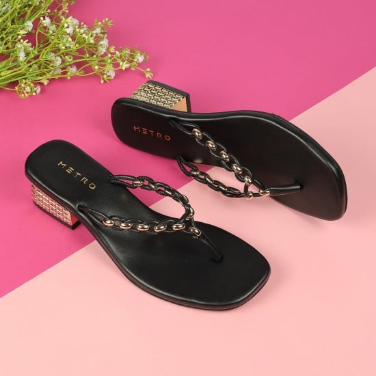 Women Black Ethnic Slip Ons