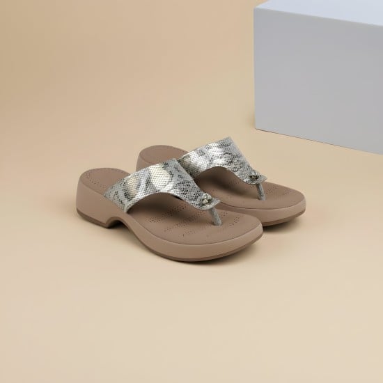 Women Gold Casual Slippers