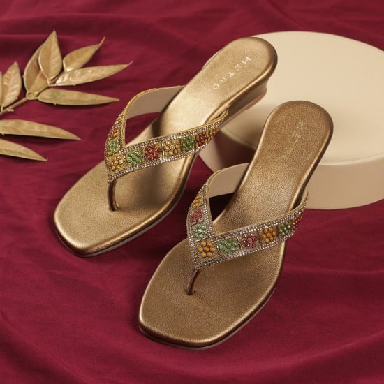 Women Antic-gold Casual Slippers