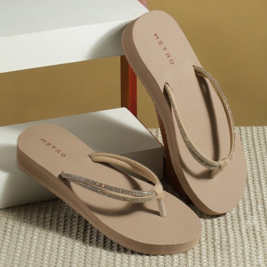 Women Beige Casual Slippers
