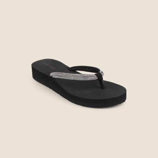 Women Black Casual Slippers