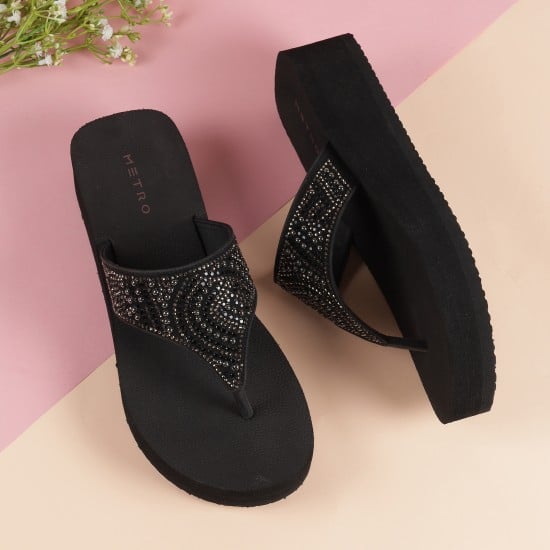 Women Black Casual Slippers