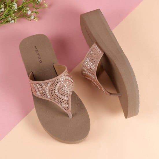 Women Peach Casual Slippers