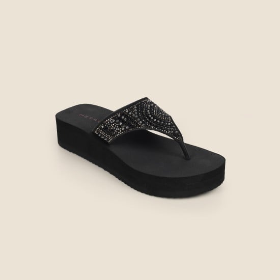 Women Black Casual Slippers