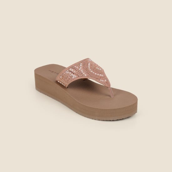 Women Peach Casual Slippers