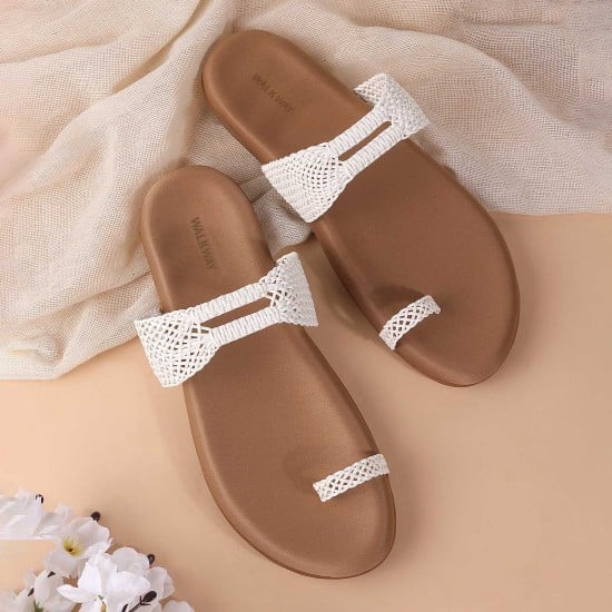 Women White Casual Slippers