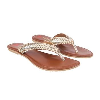 Metro Women Gold Casual Slippers(SKU: 32-1540-15-36)