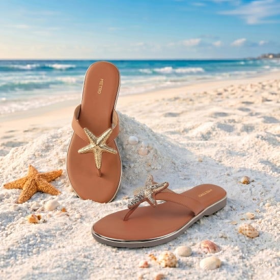 Women Tan Casual Slippers