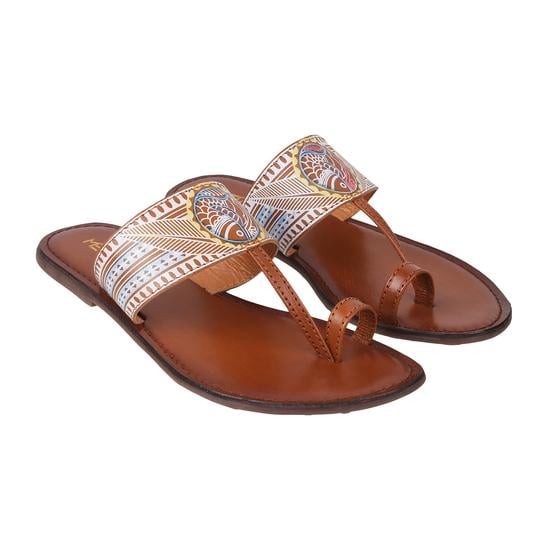 Women Tan Ethnic Slippers