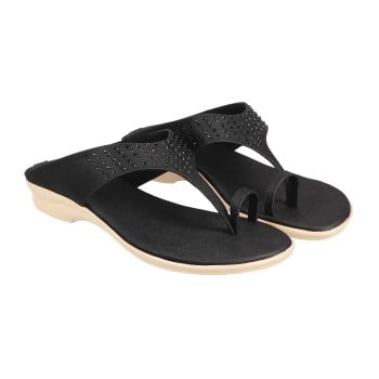 Walkway Women Black Casual Slip Ons(SKU: 32-1581-11-36)