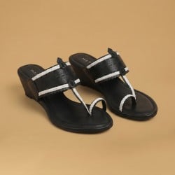 Women Black Ethnic Kolhapuris